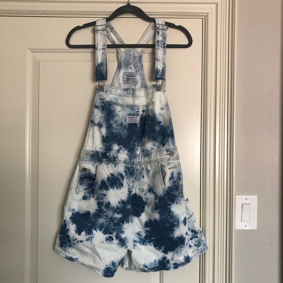 Levi’s Women Vintage Tie Dye Shortalls Sz Small - Picture 4 of 5